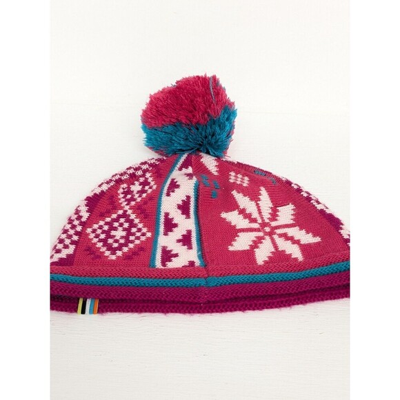 Smartwool Merino Wool Beanie Pom Pom Winter Hat size L/XL 6-12 Pink Iceland - Picture 4 of 6